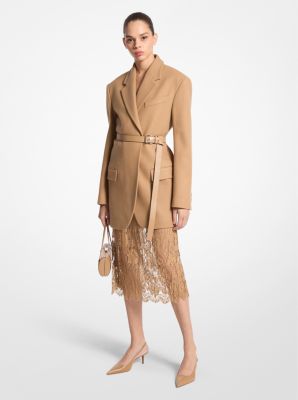 Blazer cruzado de gamuza de lana