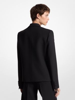 Double Crepe Sablé Double-Breasted Cropped Jacket