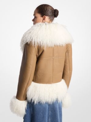 Plongé Leather and Mongolian Shearling Jacket