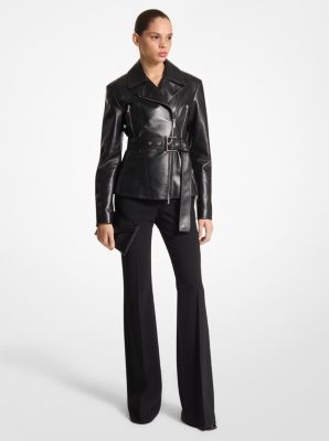 Plonge Leather Belted Moto Jacket