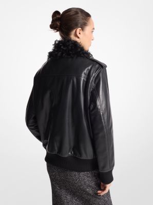 Plongé Leather and Shearling Bomber Jacket image number 1