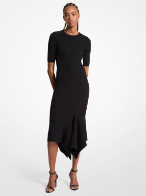 Robe drapée en laine mérinos