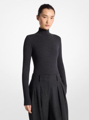 Stretch Cashmere Turtleneck Bodysuit image number 0