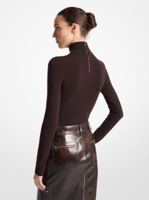 Stretch Cashmere Turtleneck Bodysuit