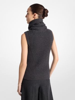 Pullover in cashmere senza maniche con collo a imbuto image number 1