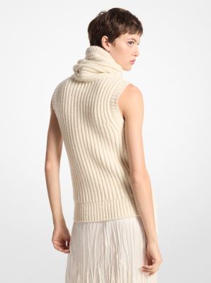 Pullover in cashmere senza maniche con collo a imbuto image number 1