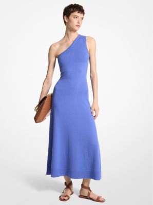 Stretch Cashmere One-Shoulder Dress in AZURE | Michael Kors