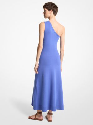 Vestido de cachemira elastizada con un solo hombro in AZUL CELESTE | Michael Kors