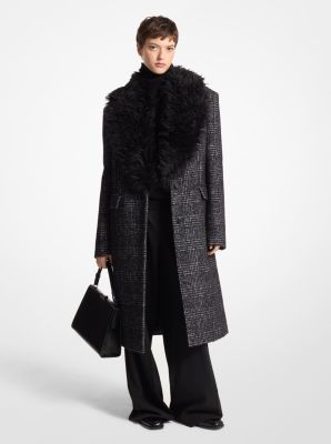 Glen Plaid Silk Wool Melton and Knitted Mohair Chesterfield Coat