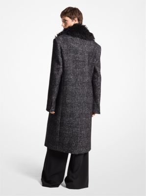 Glen Plaid Silk-Wool Melton and Knitted Mohair Chesterfield Coat image number 1