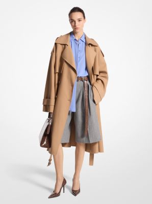 Double Face Wool Blend Gabardine Trench Coat