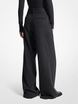 Wool Flannel Pleated Wide-Leg Trousers image number 1