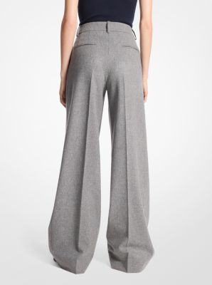 Wool Flannel Pleated Wide-Leg Trousers image number 1