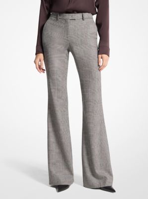 Haylee Glen Plaid Stretch Wool Flannel Flared Trousers image number 0