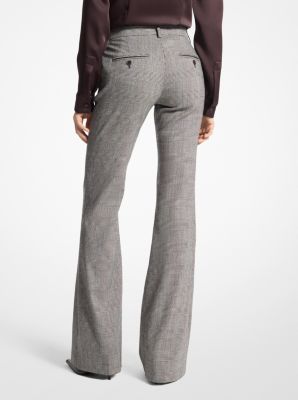 Haylee Glen Plaid Stretch Wool Flannel Flared Trousers