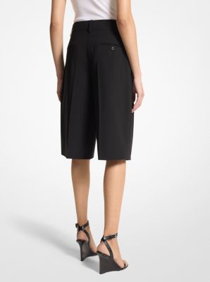 Wool Serge Pleated Shorts