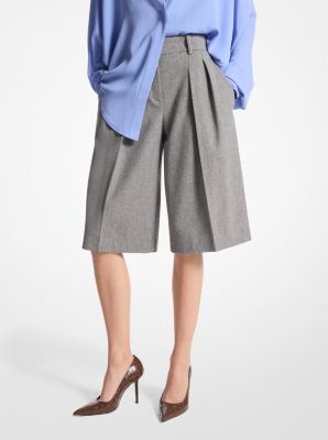 Stretch Wool Flannel Pleated Shorts image number 0