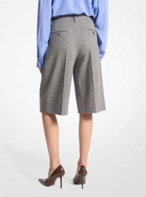 Stretch Wool Flannel Pleated Shorts image number 1