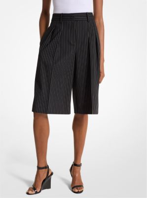 Pinstripe Stretch Wool Tailored Shorts image number 0