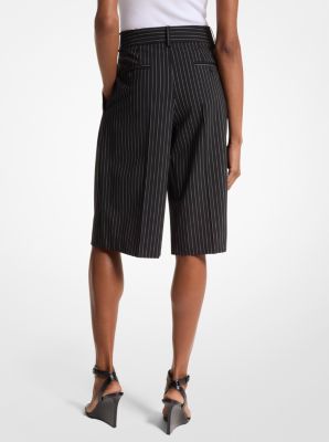 Pinstripe Stretch Wool Tailored Shorts image number 1