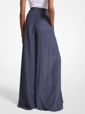 Polka Dot Silk Crepe De Chine Palazzo Pants image number 1