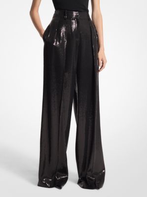 Sequined Crepe Sablé Wide-Leg Trousers