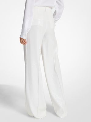 Sequined Crepe Sablé Wide-Leg Trousers