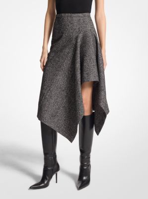 Herringbone Wool Blend Tweed Cascade Skirt image number 0