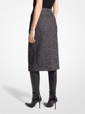 Herringbone Wool Blend Tweed Skirt image number 1