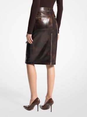 Burnished Leather Cargo Pencil Skirt image number 1