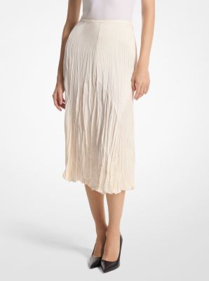 Falda de sat&eacute;n charmeuse aplastado in MARFIL | Michael Kors