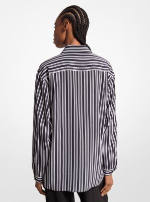 Striped Silk Crepe De Chine Boyfriend Shirt