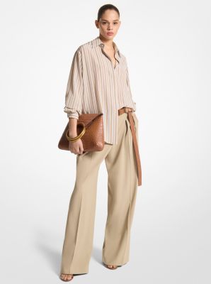 Striped Silk Crepe De Chine Boyfriend Shirt image number 0