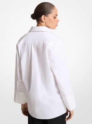 Camicia oversize in popeline di cotone biologico stretch image number 1