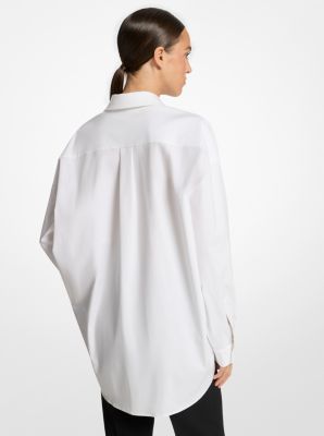 Stretch Cotton Poplin Oversized Shirt in OPTIC WHITE | Michael Kors