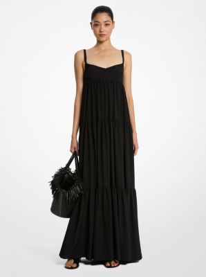 Organic Crepe De Chine Tiered Maxi Dress image number 0