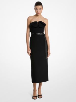 Wool Gabardine Origami Strapless Sheath Dress