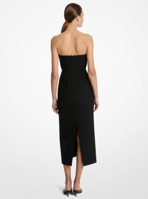 Wool Gabardine Origami Strapless Sheath Dress