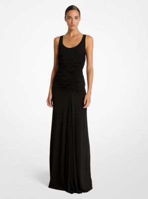 Stretch Matte Jersey Ruched Tank Gown