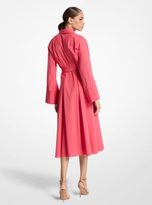 Hemdkleid aus Baumwoll-Popeline mit Stretch und Kimonoärmeln