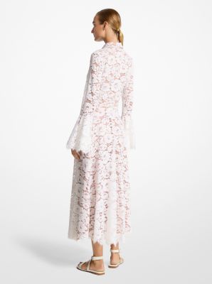 Robe chemise à manches 3/4 en dentelle à fleurs image number 1