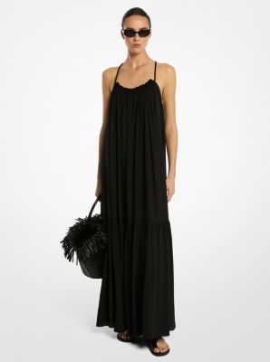 Silk Crepe De Chine Draped Backless Dress