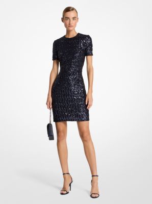 Sequined Short-Sleeve Crewneck Dress image number 0