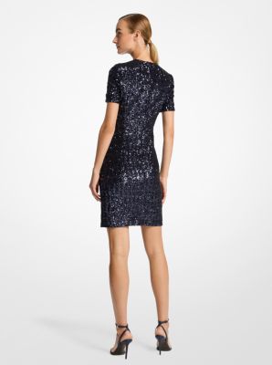 Sequined Short-Sleeve Crewneck Dress image number 1