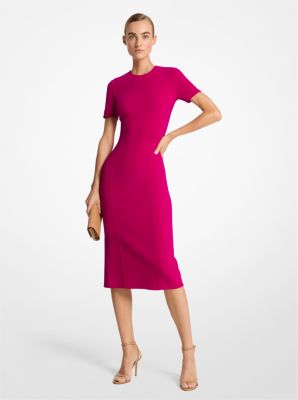 Double Faced Stretch Wool Sheath Dress