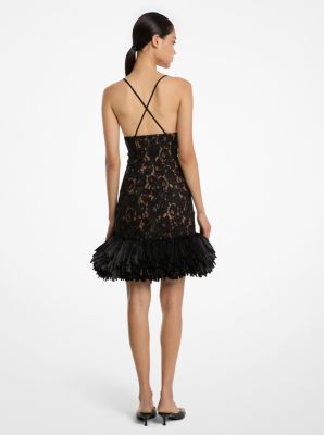 Hand-Embroidered Floral Lace and Fringe Cocktail Shaker Dress image number 1