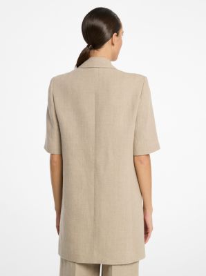 Linen Serge Short-Sleeve Jacket