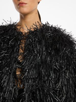 Hand-Embroidered Fringe Chubby Jacket image number 2