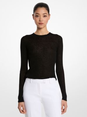 Michael Kors Collection Hutton Ribbed Superfine Linen-and-Cotton Blend Sweater