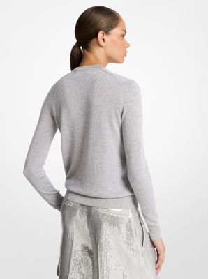 Pullover mit V-Ausschnitt aus Viskosemischung in Metallic-Optik image number 1